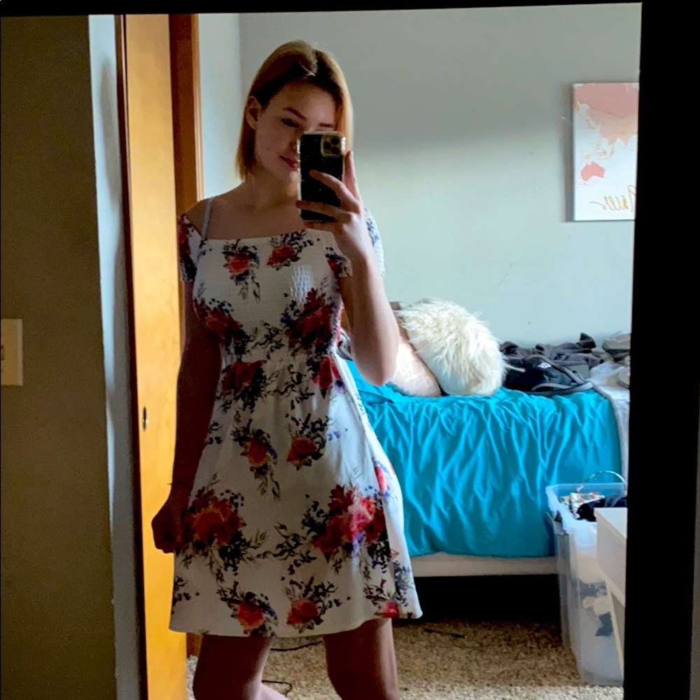 One white floral dress and one mustard yellow, (S)